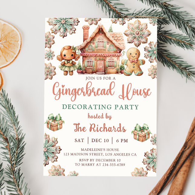 Gingerbread House Decorating Party Christmas Invitation (Creator Uploaded)