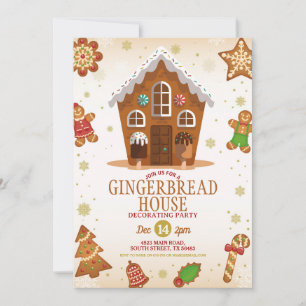 Gingerbread House Decorating Party Christmas Invitation