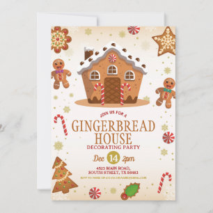 Gingerbread House Decorating Party Christmas Invitation