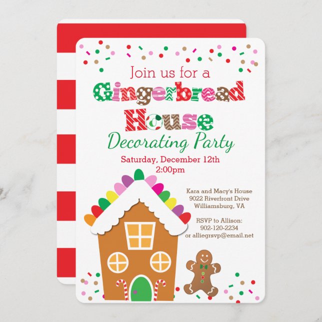 Gingerbread House Decorating Party Invitation (Front/Back)