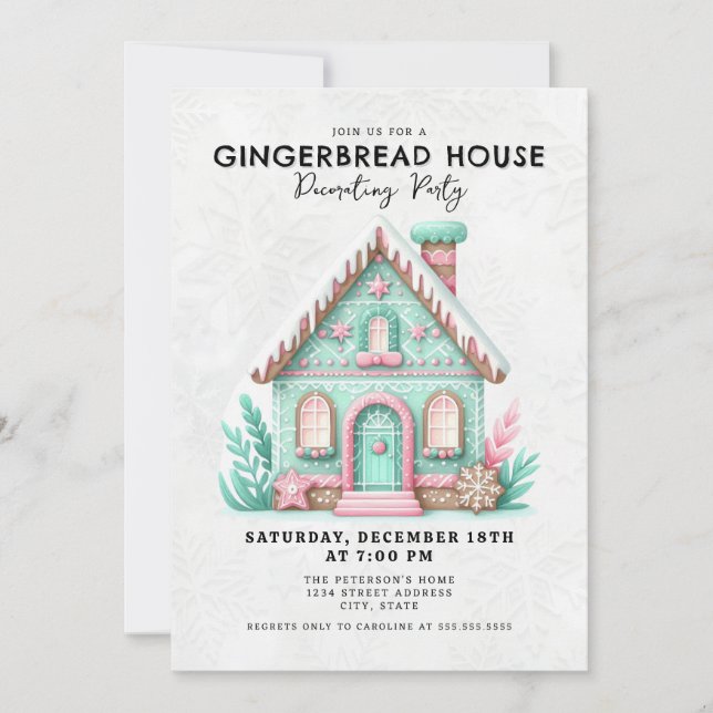 Gingerbread House Decorating Party Invitation (Front)