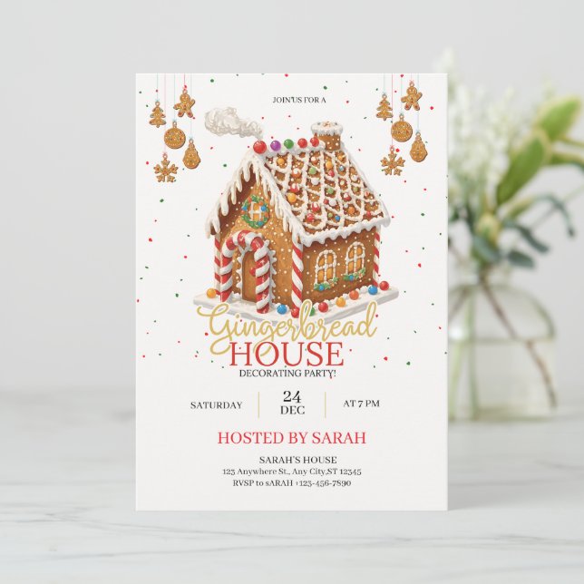 Gingerbread House Decorating Party Invitation  (Standing Front)