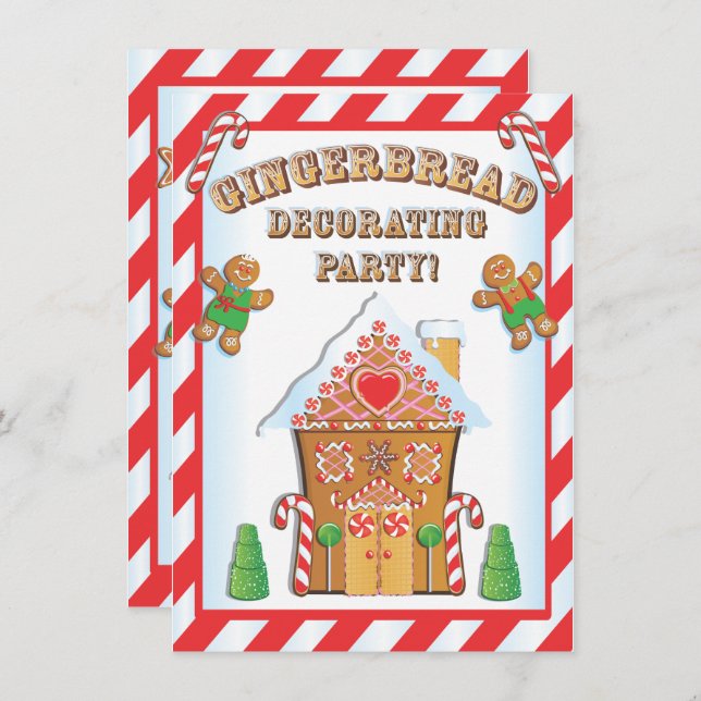Gingerbread House Decorating Party Invitations (Front/Back)