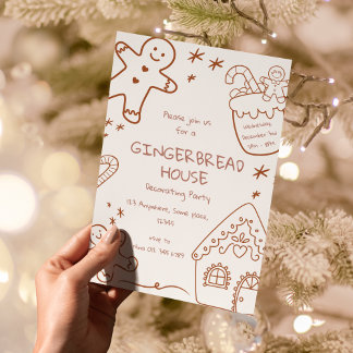 Gingerbread House Decorating Party Neutral Beige Invitation