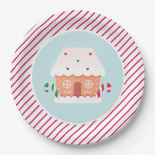Gingerbread house decorating party paper plate