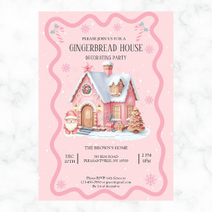 Gingerbread House Decorating Party Pink Invitation