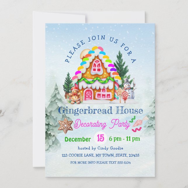 Gingerbread House Decorating Party Winter Holiday Invitation (Front)