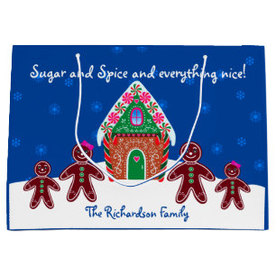 Gingerbread House Family Sweet Christmas Large Gift Bag