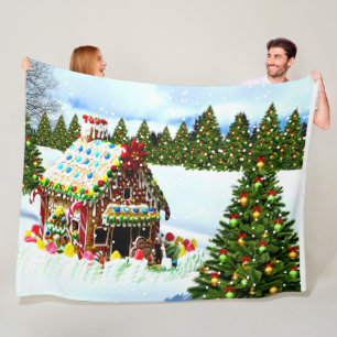 GINGERBREAD HOUSE FLEECE BLANKET