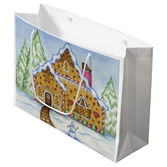 Gingerbread House Gift Bag (Front Angled)