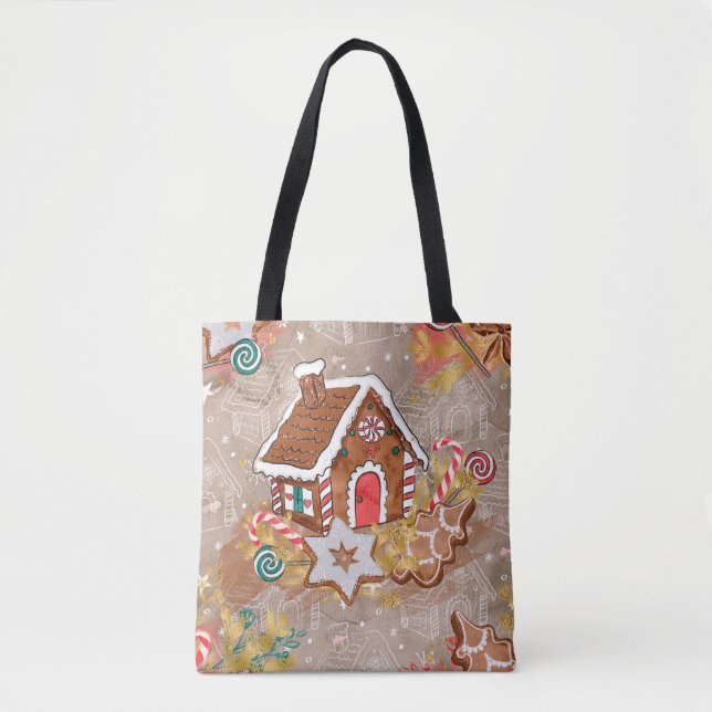 Gingerbread House & Gingerbread Cookies Tote (Front)