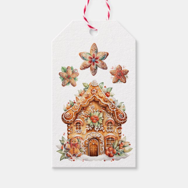 Gingerbread House Gingerbread Family Gift Tags (Front)