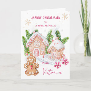 Gingerbread House Gingerbread Girl Niece Christmas Holiday Card