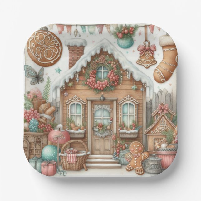 Gingerbread House Gingerbread Joy Paper Plate (Front)