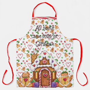 Gingerbread House & Gingerbread Man Hearts Apron