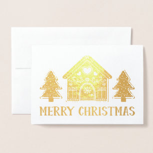 Gingerbread House Gold Foil Merry Christmas Foil Card
