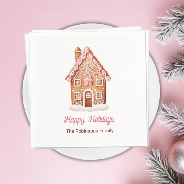 Gingerbread House Happy Holidays Christmas  Napkin (Creator Uploaded)