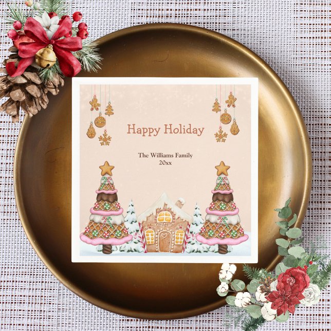 Gingerbread House Holiday Party Brown Napkin (Creator Uploaded)