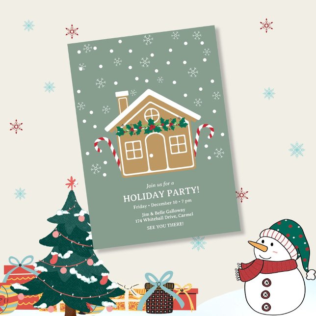 Gingerbread House Holiday Party Christmas Invitation (Creator Uploaded)