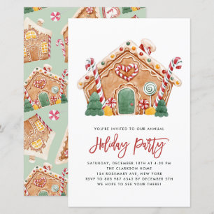 Gingerbread House Holiday Party Invitation
