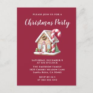 Gingerbread House Holiday Party Invitation Postcard