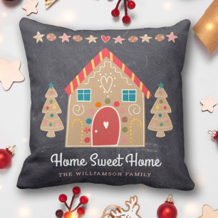 Gingerbread House Home Sweet Home Chalkboard  Cushion