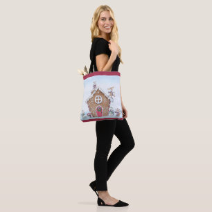 Gingerbread House Ice Skating Animals Custom Tote Bag