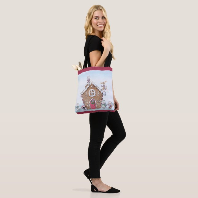 Gingerbread House Ice Skating Animals Custom Tote Bag (On Model)