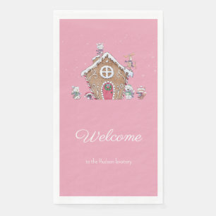 Gingerbread House Ice Skating Animals Snow Custom Napkin