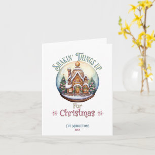 Gingerbread House in Snow Globe Christmas Holiday Card
