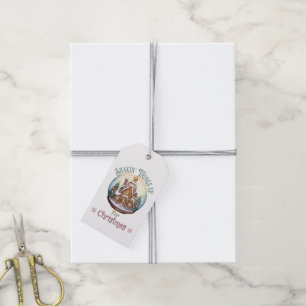 Gingerbread House in Snow Globe Christmas Holiday Gift Tags