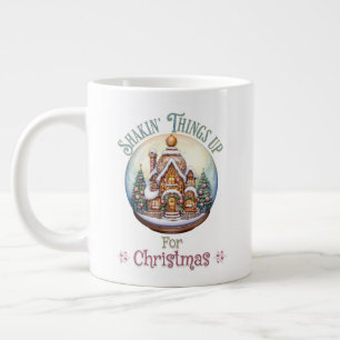Gingerbread House in Snow Globe Christmas Holiday Large Coffee Mug