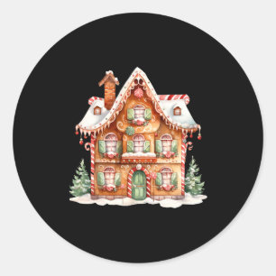 Gingerbread House Long Sleeve  Classic Round Sticker
