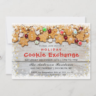Gingerbread House, Man Holiday Cookie Exchange Invitation