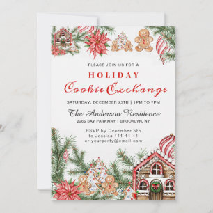 Gingerbread House, Man Holiday Cookie Exchange Invitation