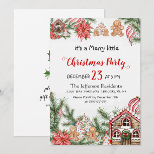 Gingerbread House Man Merry Little Christmas Party Invitation