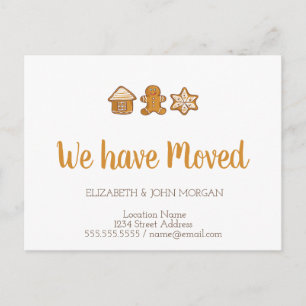 ,Gingerbread House,Man,Star We Have Moved Announcement Postcard