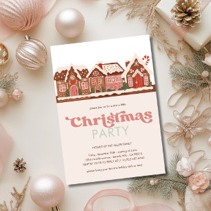 Gingerbread House Modern Christmas Party Invitation