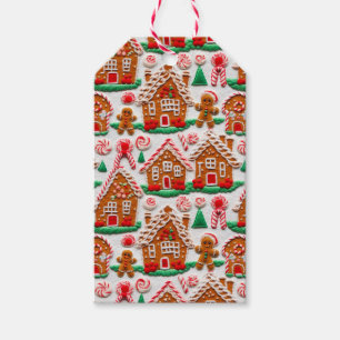 Gingerbread House Needlework Christmas Holidays  Gift Tags