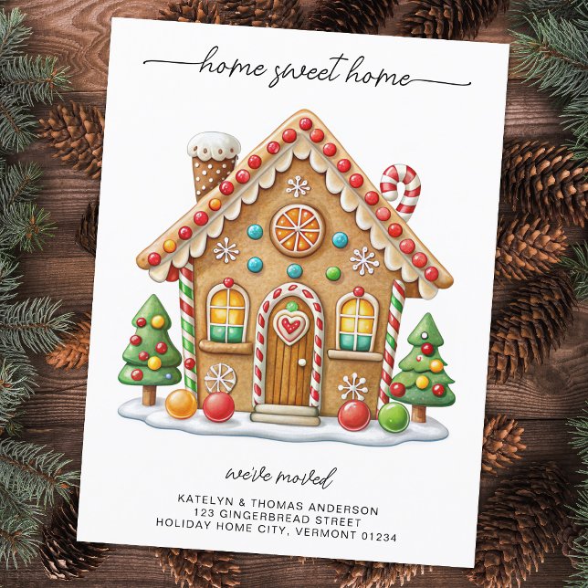 Gingerbread House New Address Holiday Moving Announcement Postcard (Creator Uploaded)
