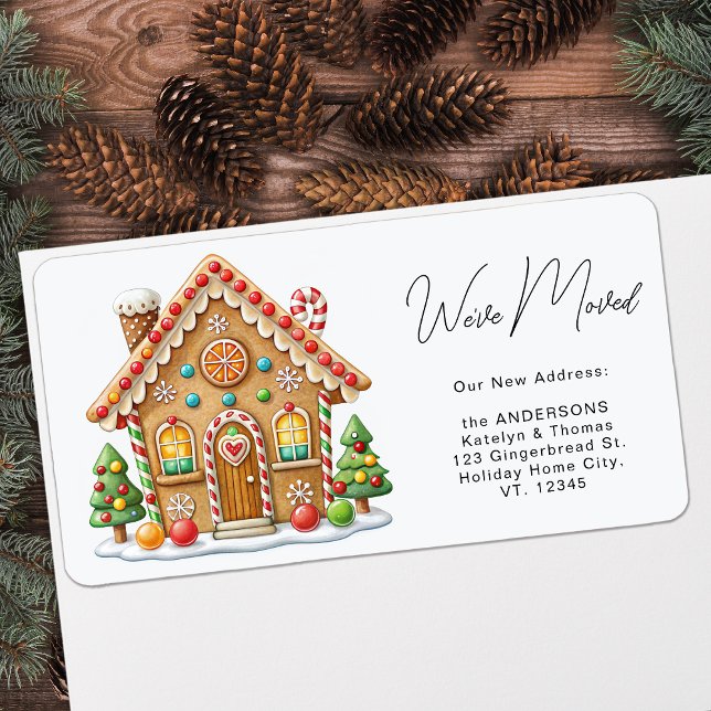 Gingerbread House New Address Holiday Moving Label (Creator Uploaded)
