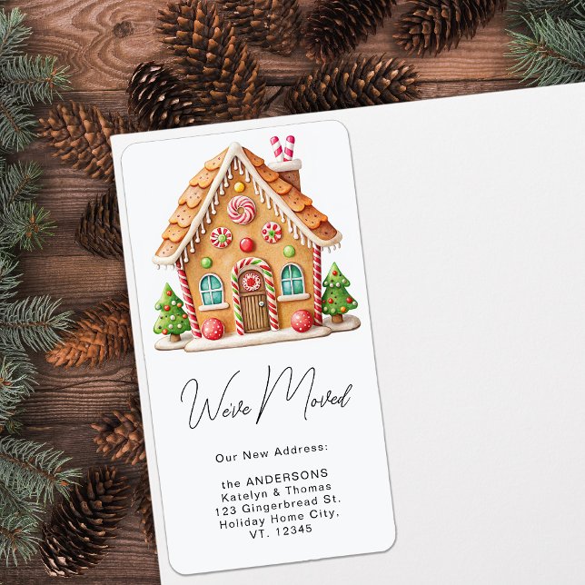 Gingerbread House New Address Holiday Moving   Label (Creator Uploaded)