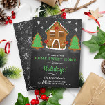 Gingerbread House New Home For The Holidays Holiday Card<br><div class="desc">Send a Christmas message and let your loved ones know you have moved this holiday time. The design is easy to personalise with your own wording and your family and friends will be thrilled when they receive these fabulous change of address holiday cards.</div>