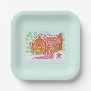 Gingerbread House Paper Plates 