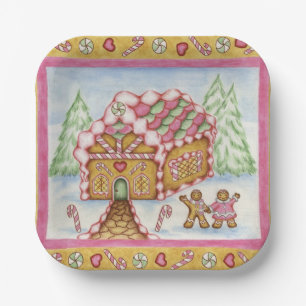 Gingerbread House Paper Plates 