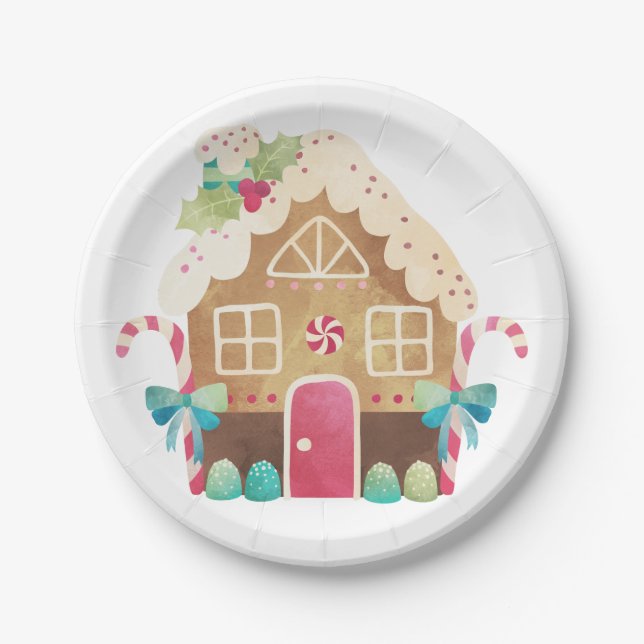 Gingerbread House Paper Plates (Front)