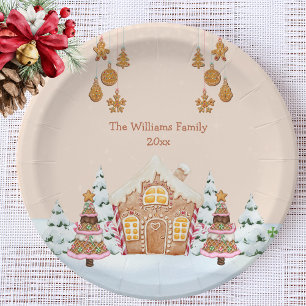Gingerbread House Party Brown Paper Plate