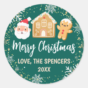 Gingerbread House Party Merry Christmas Holiday Classic Round Sticker