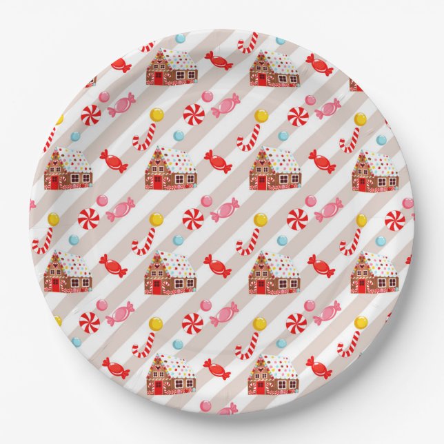 Gingerbread House Party Paper Plates (Front)