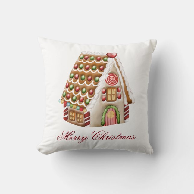 Gingerbread House Personalise Cushion (Front)